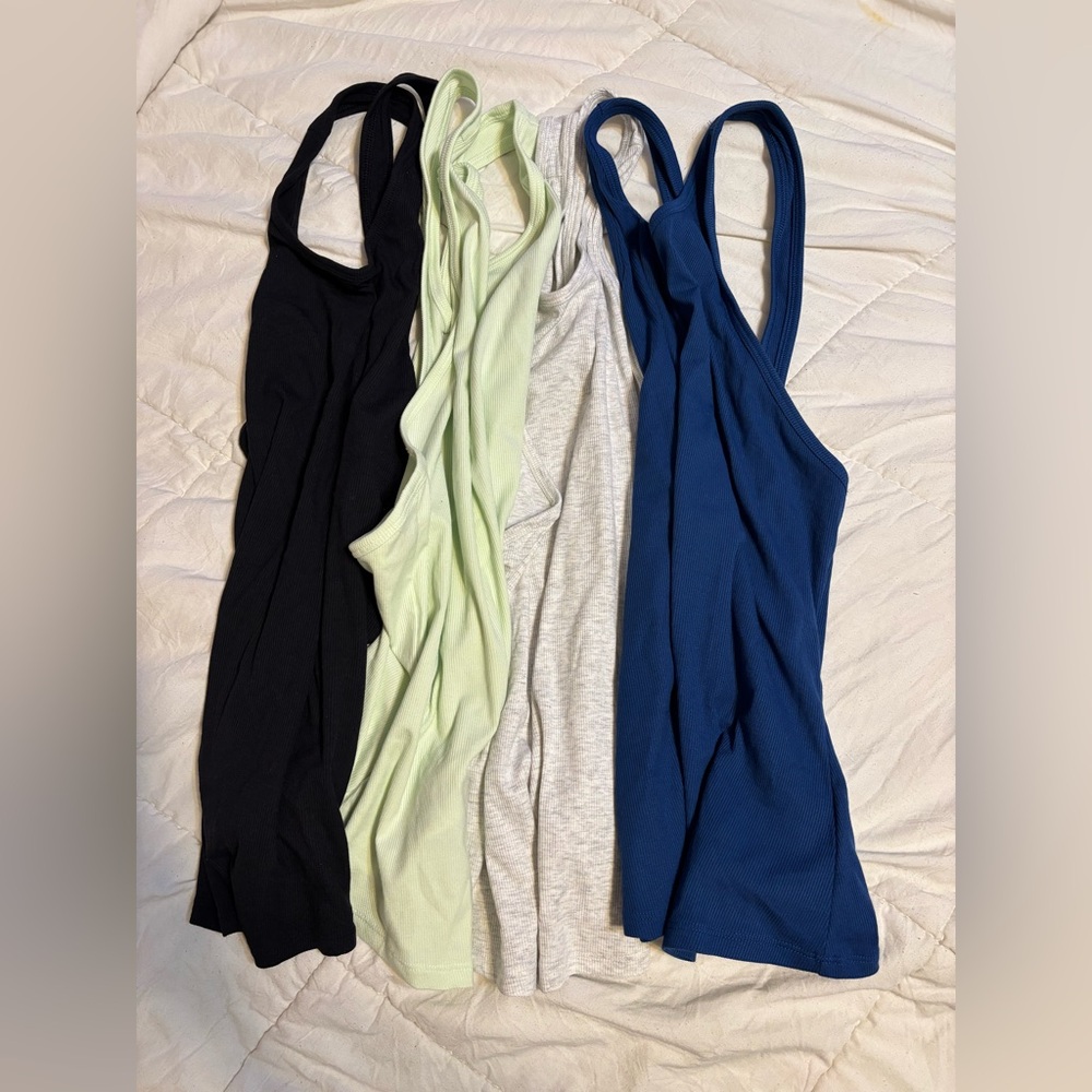 Athleta Ribbed Scoop Tank - Black, Light Green, Heather Gray, Blue *New all 4
